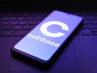 The Coinbase logo appears on the screen of a smartphone in Reno, United States, on December 5, 2024. (