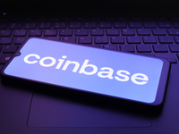 The Coinbase logo appears on the screen of a smartphone in Reno, United States, on December 5, 2024. (