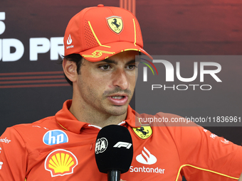 Carlos Sainz of Ferrari during press conference ahead of the Formula 1 Austrian Grand Prix at Yas Marina Circuit in Abu Dhabi, United Arab E...