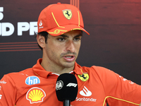 Carlos Sainz of Ferrari during press conference ahead of the Formula 1 Austrian Grand Prix at Yas Marina Circuit in Abu Dhabi, United Arab E...