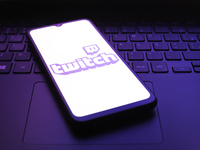 The Twitch app logo appears on the screen of a smartphone in Reno, United States, on December 5, 2024. (