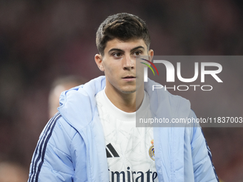 Lorenzo Aguado right-back of Real Madrid and Uruguay during the La Liga match between Athletic Club and Real Madrid CF at Estadio de San Mam...