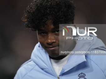 Endrick centre-forward of Real Madrid and Brazil during the La Liga match between Athletic Club and Real Madrid CF at Estadio de San Mames o...