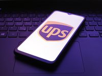 The United Parcel Service (UPS) app logo appears on the screen of a smartphone in Reno, United States, on December 5, 2024. (