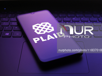 The Plaid, Inc. logo appears on the screen of a smartphone in Reno, United States, on December 5, 2024. (