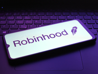 The Robinhood Markets, Inc. logo appears on the screen of a smartphone in Reno, United States, on December 5, 2024. (