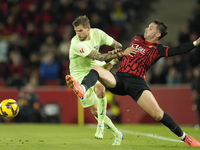 Inigo Martinez centre-back of Barcelona and Spain and Valery Fernandez right winger of Mallorca and Spain compete for the ball during the La...