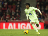 Alejandro Balde left-back of Barcelona and Spain during the La Liga match between RCD Mallorca and FC Barcelona at Estadi de Son Moix on Dec...