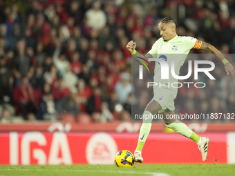 Raphinha right winger of Barcelona and Brazil during the La Liga match between RCD Mallorca and FC Barcelona at Estadi de Son Moix on Decemb...