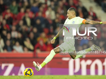 Raphinha right winger of Barcelona and Brazil during the La Liga match between RCD Mallorca and FC Barcelona at Estadi de Son Moix on Decemb...