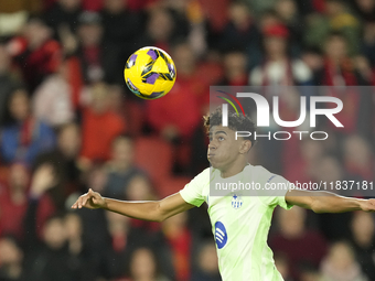 Lamine Yamal right winger of Barcelona and Spain during the La Liga match between RCD Mallorca and FC Barcelona at Estadi de Son Moix on Dec...