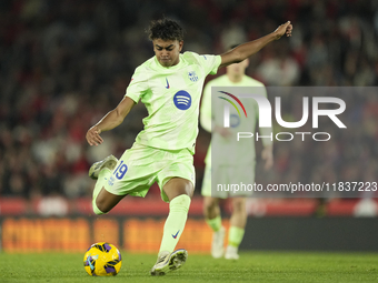 Lamine Yamal right winger of Barcelona and Spain during the La Liga match between RCD Mallorca and FC Barcelona at Estadi de Son Moix on Dec...