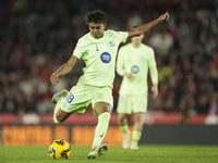 Lamine Yamal right winger of Barcelona and Spain during the La Liga match between RCD Mallorca and FC Barcelona at Estadi de Son Moix on Dec...