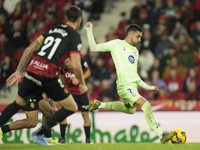 Ferran Torres left winger of Barcelona and Spain shooting to goal during the La Liga match between RCD Mallorca and FC Barcelona at Estadi d...