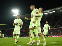 Raphinha right winger of Barcelona and Brazil celebrates after scoring his sides first goal during the La Liga match between RCD Mallorca an...