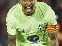 Raphinha right winger of Barcelona and Brazil celebrates after scoring his sides first goal during the La Liga match between RCD Mallorca an...