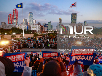 Hundreds of citizens, along with members of the Democratic Party of Korea, gather in front of the National Assembly in Yeouido to participat...