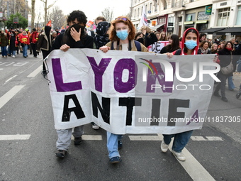 Several hundred demonstrators gather for public services in Lyon, France, on December 5, 2024. (