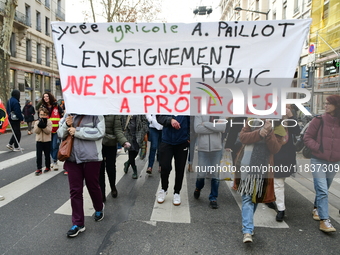 Several hundred demonstrators gather for public services in Lyon, France, on December 5, 2024. (