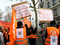 Several hundred demonstrators gather for public services in Lyon, France, on December 5, 2024. (