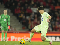 Pau Cubarsi centre-back of Barcelona and Spain during the La Liga match between RCD Mallorca and FC Barcelona at Estadi de Son Moix on Decem...