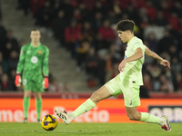 Pau Cubarsi centre-back of Barcelona and Spain during the La Liga match between RCD Mallorca and FC Barcelona at Estadi de Son Moix on Decem...