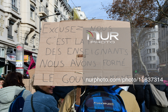 Several hundred demonstrators gather for public services in Lyon, France, on December 5, 2024. 