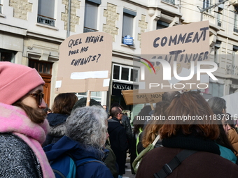 Several hundred demonstrators gather for public services in Lyon, France, on December 5, 2024. (