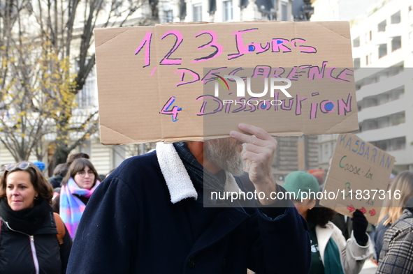 Several hundred demonstrators gather for public services in Lyon, France, on December 5, 2024. 