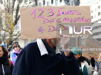 Several hundred demonstrators gather for public services in Lyon, France, on December 5, 2024. (