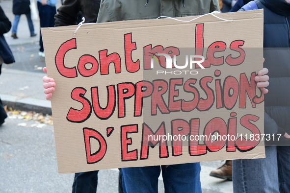 Several hundred demonstrators gather for public services in Lyon, France, on December 5, 2024. 