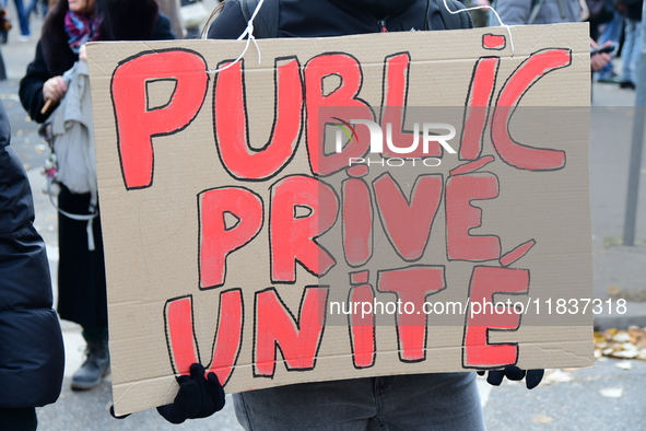 Several hundred demonstrators gather for public services in Lyon, France, on December 5, 2024. 