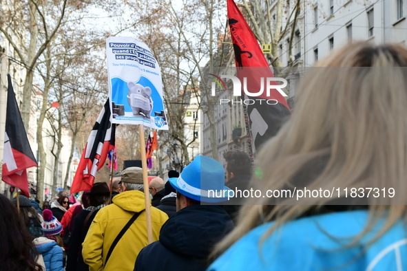 Several hundred demonstrators gather for public services in Lyon, France, on December 5, 2024. 