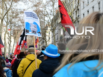 Several hundred demonstrators gather for public services in Lyon, France, on December 5, 2024. (