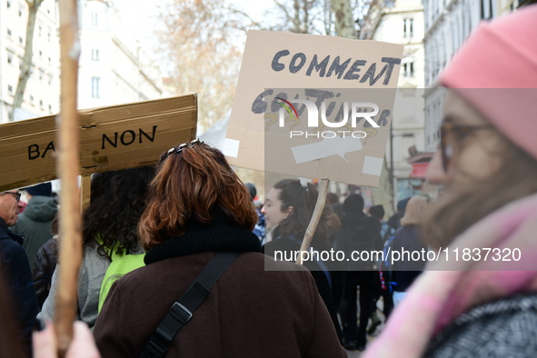 Several hundred demonstrators gather for public services in Lyon, France, on December 5, 2024. 