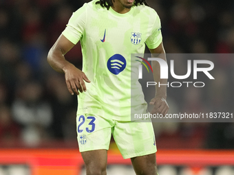 Jules Kounde centre-back of Barcelona and France during the La Liga match between RCD Mallorca and FC Barcelona at Estadi de Son Moix on Dec...