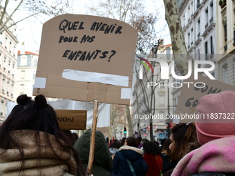 Several hundred demonstrators gather for public services in Lyon, France, on December 5, 2024. (