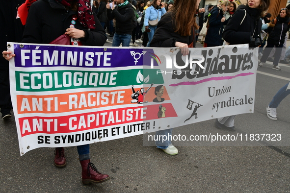 Several hundred demonstrators gather for public services in Lyon, France, on December 5, 2024. 