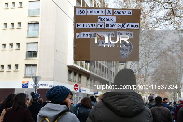 Several hundred demonstrators gather for public services in Lyon, France, on December 5, 2024. 