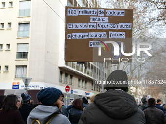 Several hundred demonstrators gather for public services in Lyon, France, on December 5, 2024. (