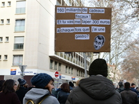 Several hundred demonstrators gather for public services in Lyon, France, on December 5, 2024. (