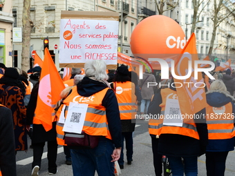 Several hundred demonstrators gather for public services in Lyon, France, on December 5, 2024. (