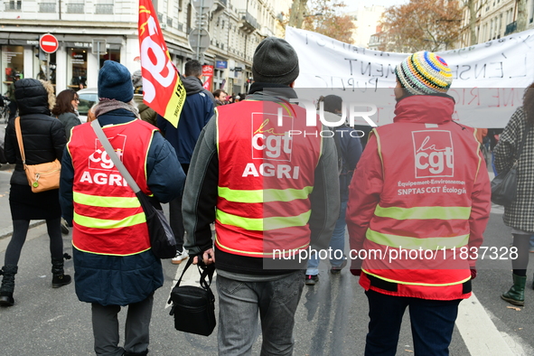 Several hundred demonstrators gather for public services in Lyon, France, on December 5, 2024. 