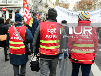 Several hundred demonstrators gather for public services in Lyon, France, on December 5, 2024. (