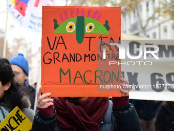 Several hundred demonstrators gather for public services in Lyon, France, on December 5, 2024. (