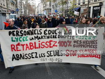 Several hundred demonstrators gather for public services in Lyon, France, on December 5, 2024. (