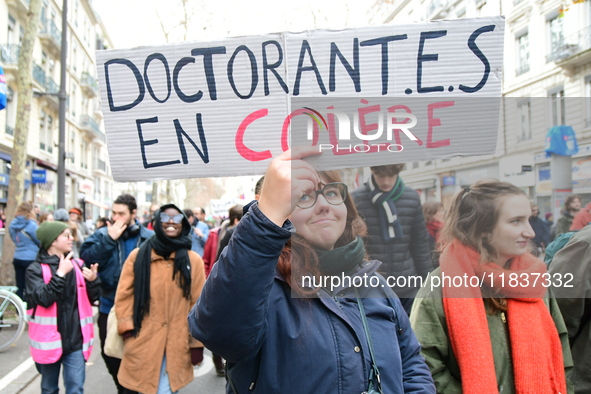 Several hundred demonstrators gather for public services in Lyon, France, on December 5, 2024. 