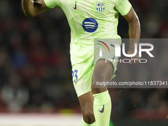 Jules Kounde centre-back of Barcelona and France during the La Liga match between RCD Mallorca and FC Barcelona at Estadi de Son Moix on Dec...