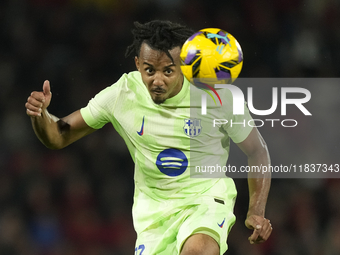 Jules Kounde centre-back of Barcelona and France during the La Liga match between RCD Mallorca and FC Barcelona at Estadi de Son Moix on Dec...