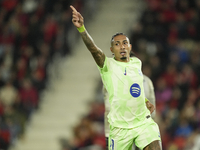 Raphinha right winger of Barcelona and Brazil celebrates after scoring his sides second goal during the La Liga match between RCD Mallorca a...